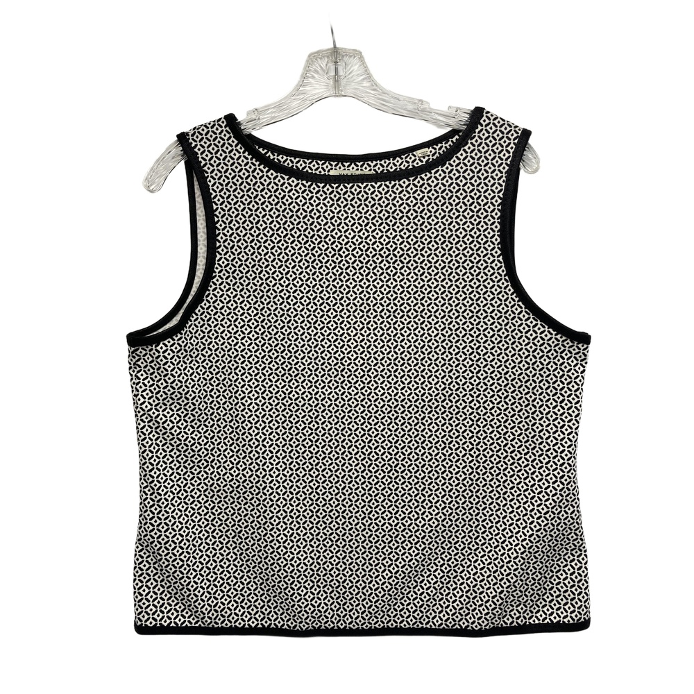 Max Studio London Black‎ White Geometric Contrast Sleeveless Top Medium